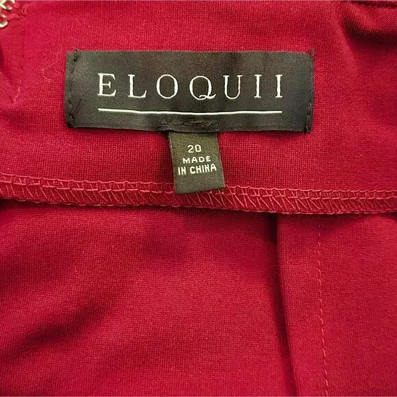 Eloqii Colorblock Column Skirt Burgundy and Pink Career midi Plus Size 20‎ New! - Picture 8 of 11